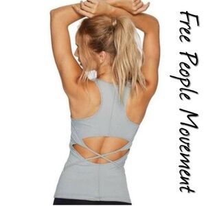 Free People Movement Canyon Open Back Tank Top Athletic Sporty Gray Size Medium